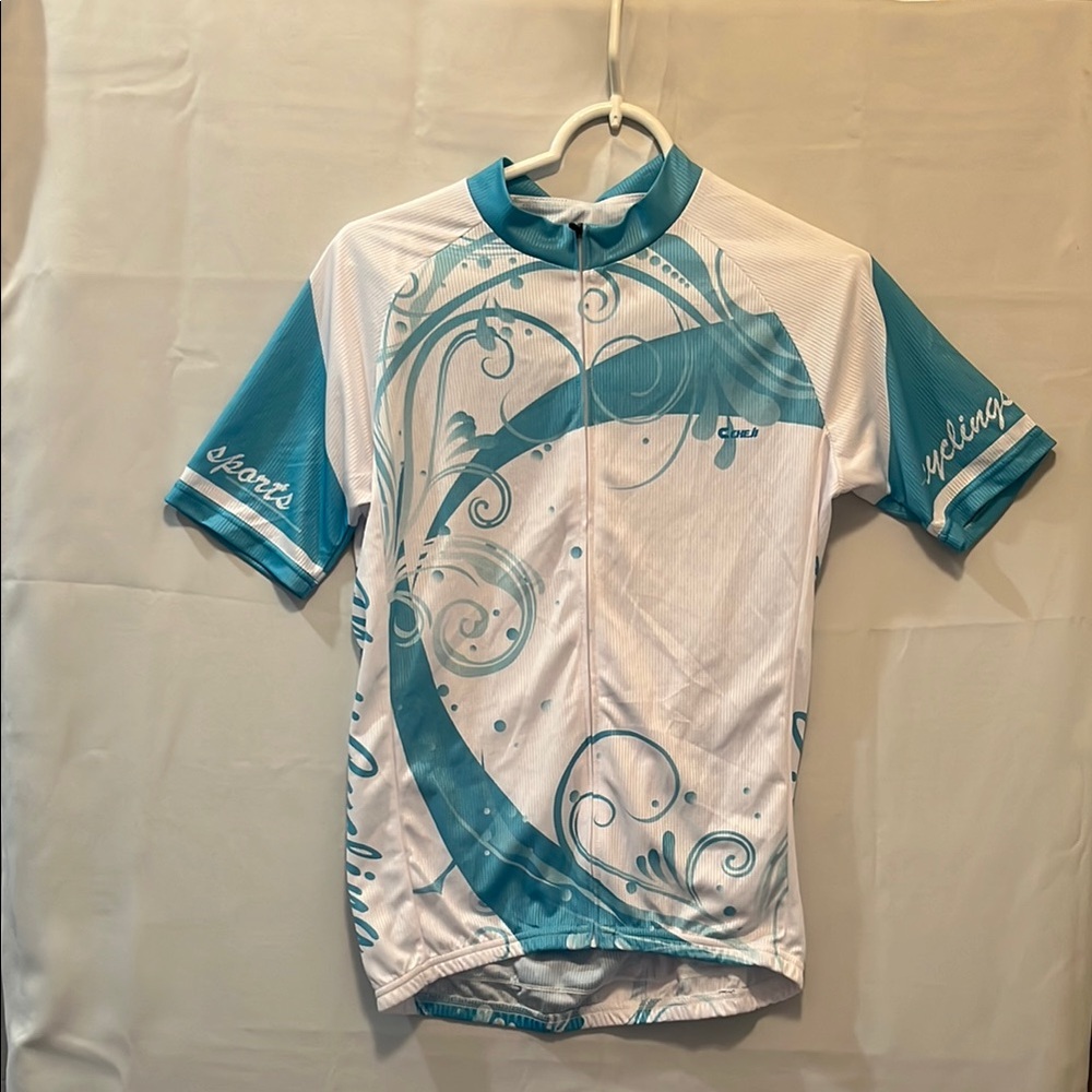 Cheji Cycling Blue White Zip up Jersey NWOT Size XL